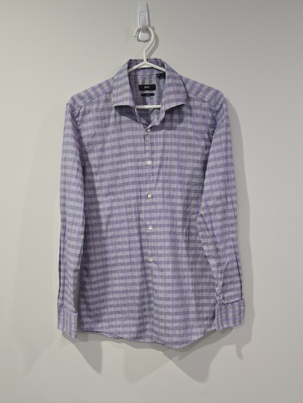 Hugo Boss Lavender Check Cotton Dress Shirt